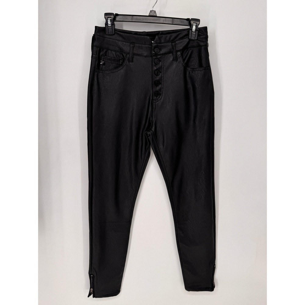 KanCan Pants Womens 9/28 Black EUC Faux Leather High Rise 5-Button Fly KC2015BK
